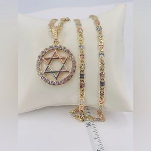 Estrella De David Oró Laminado Italiano Incluye Cadena/Italian Gold Plated Star